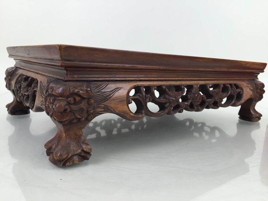 Nice Footed Carved Rosewood Display Stand [Photo 4]