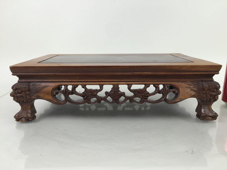 Nice Footed Carved Rosewood Display Stand [Photo 2]