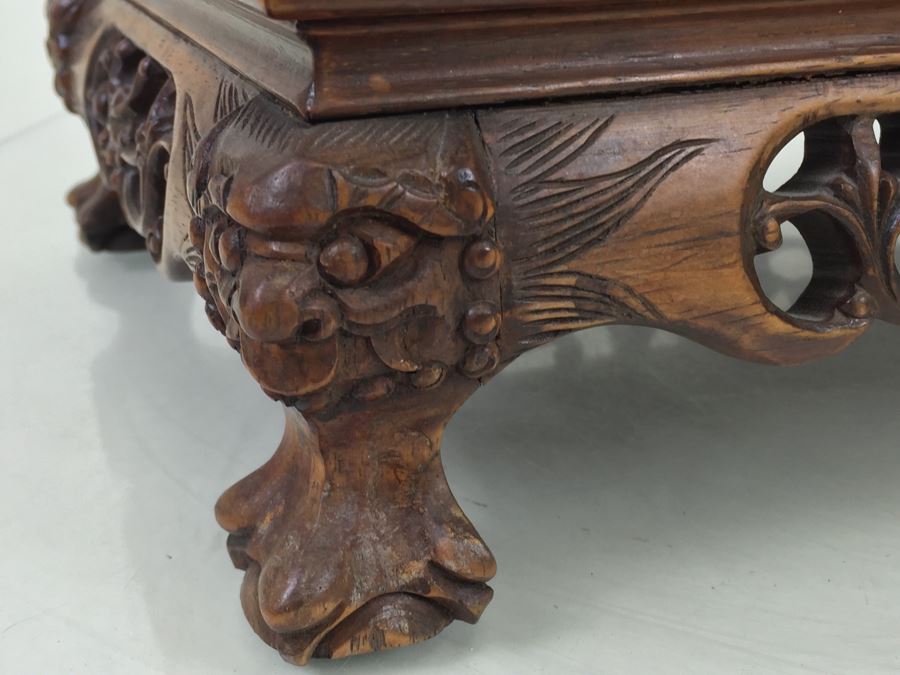 Nice Footed Carved Rosewood Display Stand [Photo 3]