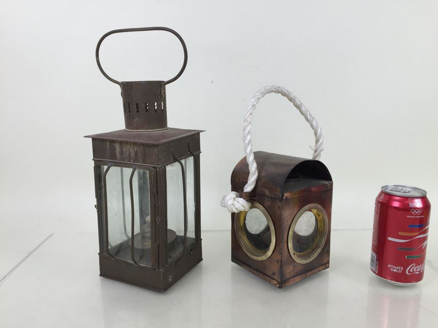Pair Of Brass And Copper Lanterns