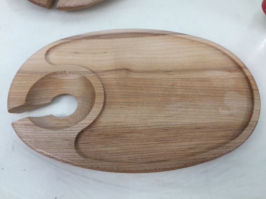 Set Of 5 Wine And Dine Wooden Oval Plates By J.K. Adams Co. [Photo 2]