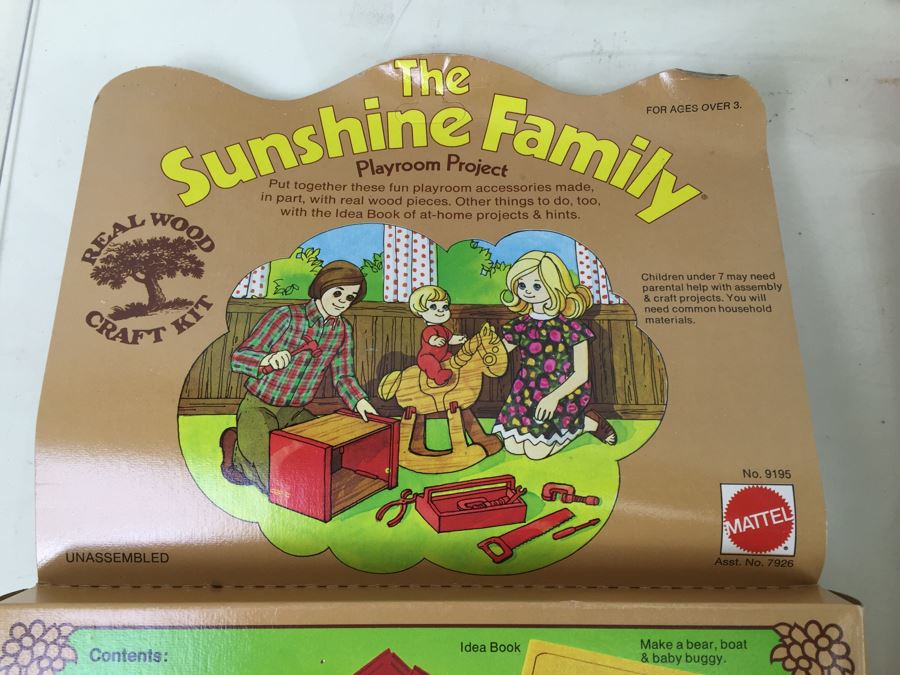 (4) The Sunshine Family Toys: Nursery Craft Kit, Camping Craft Kit, Backyard Picnic Project And Playroom Project By Mattel New In Box Vintage 1975 [Photo 13]