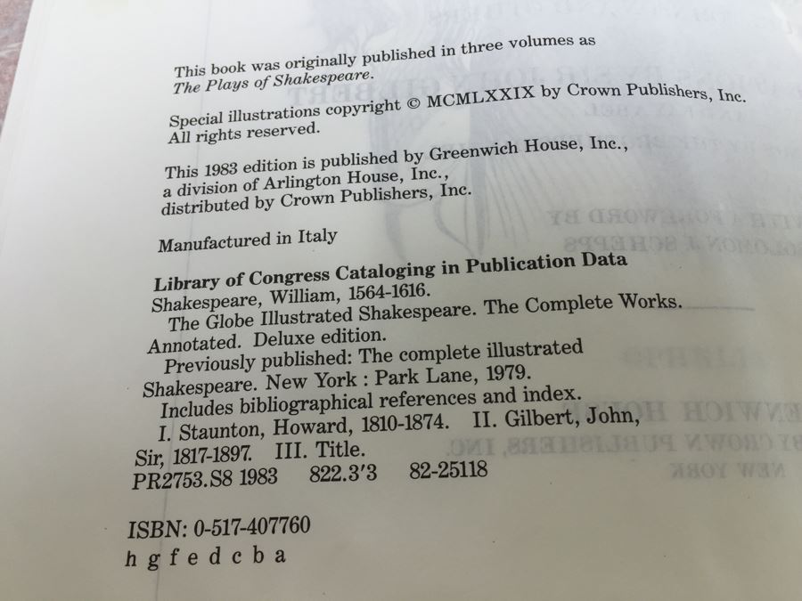 The Globe Illustrated Shakespeare The Complete Works 1983 [Photo 3]