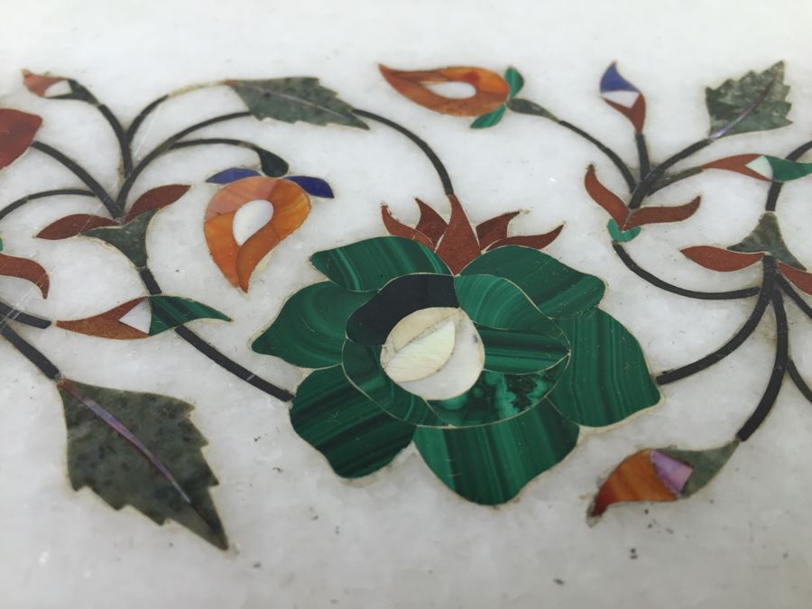 Stunning Inlaid Marble Oval Top From India [Photo 2]