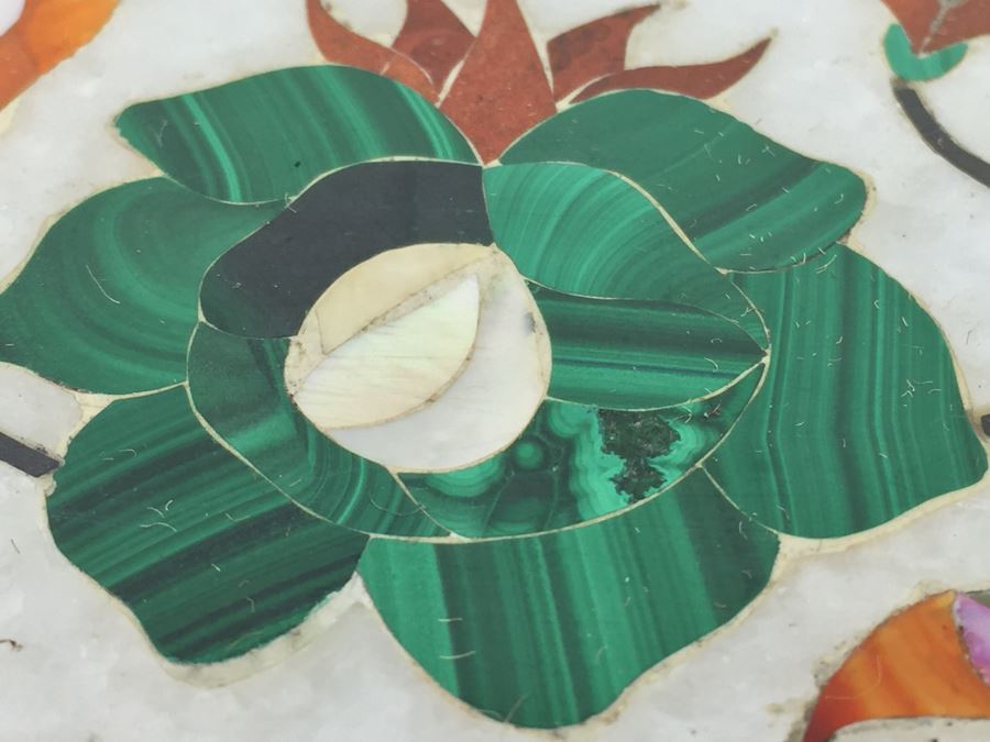 Stunning Inlaid Marble Oval Top From India [Photo 3]