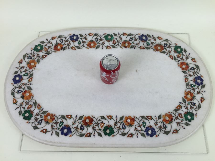 Stunning Inlaid Marble Oval Top From India [Photo 1]