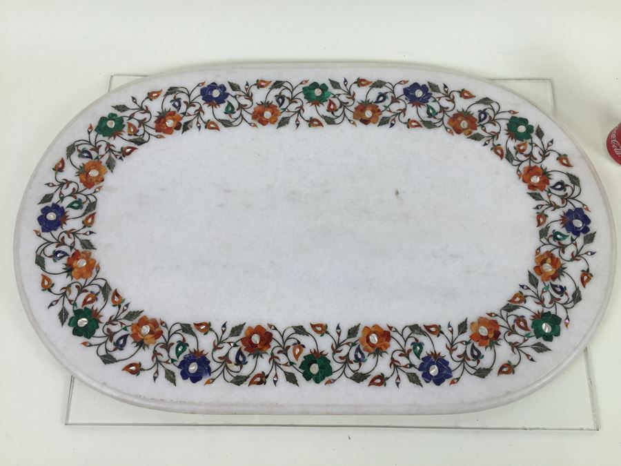 Stunning Inlaid Marble Oval Top From India [Photo 4]