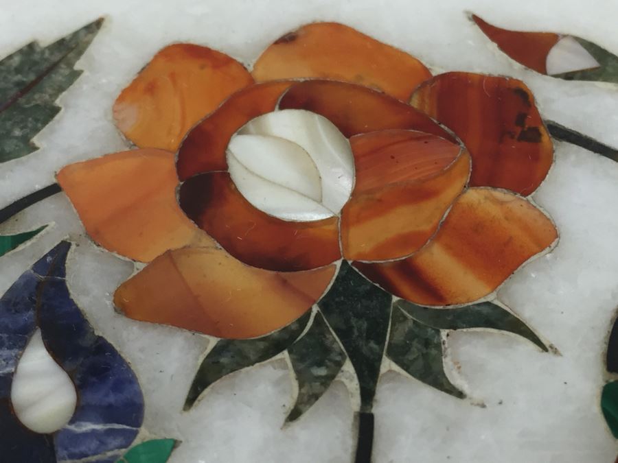 Stunning Inlaid Marble Oval Top From India [Photo 5]