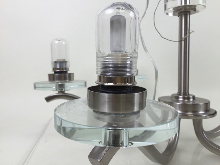 Modern Metal And Lucite Hanging Light Fixture [Photo 2]