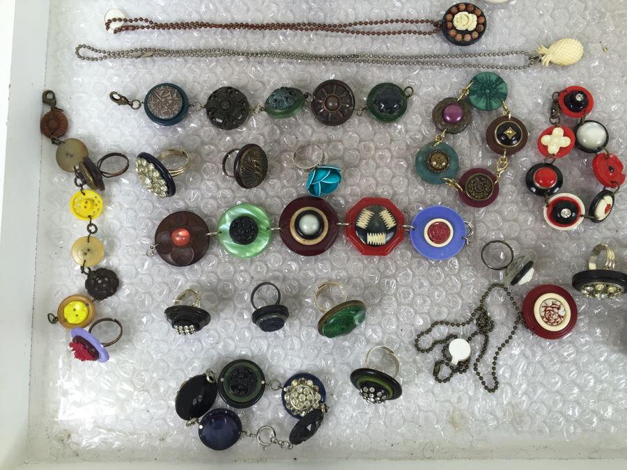 White Display Box Filled With Vintage Button Inspired Jewelry [Photo 10]