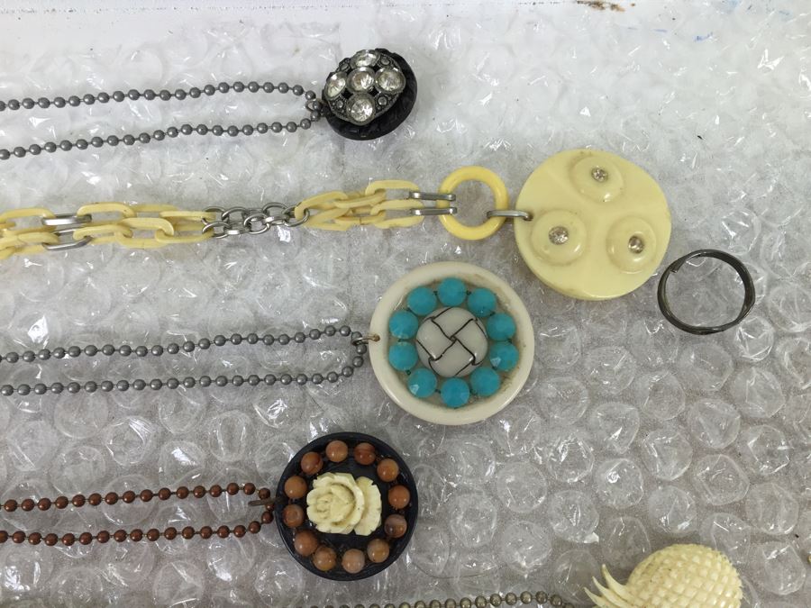 White Display Box Filled With Vintage Button Inspired Jewelry [Photo 9]