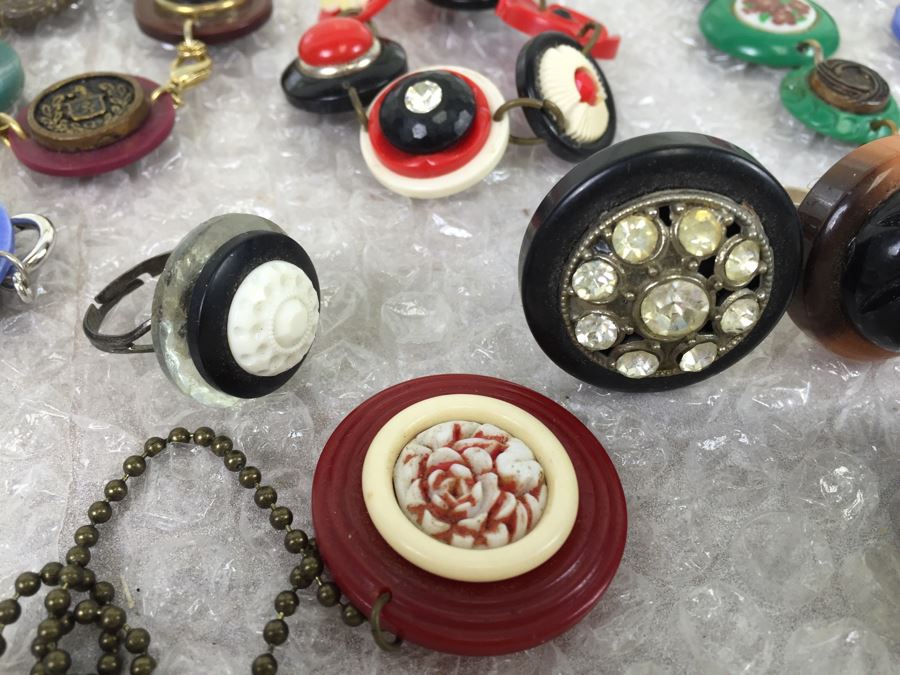 White Display Box Filled With Vintage Button Inspired Jewelry [Photo 14]