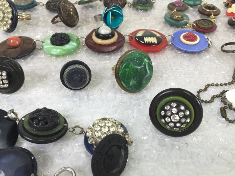 White Display Box Filled With Vintage Button Inspired Jewelry [Photo 13]