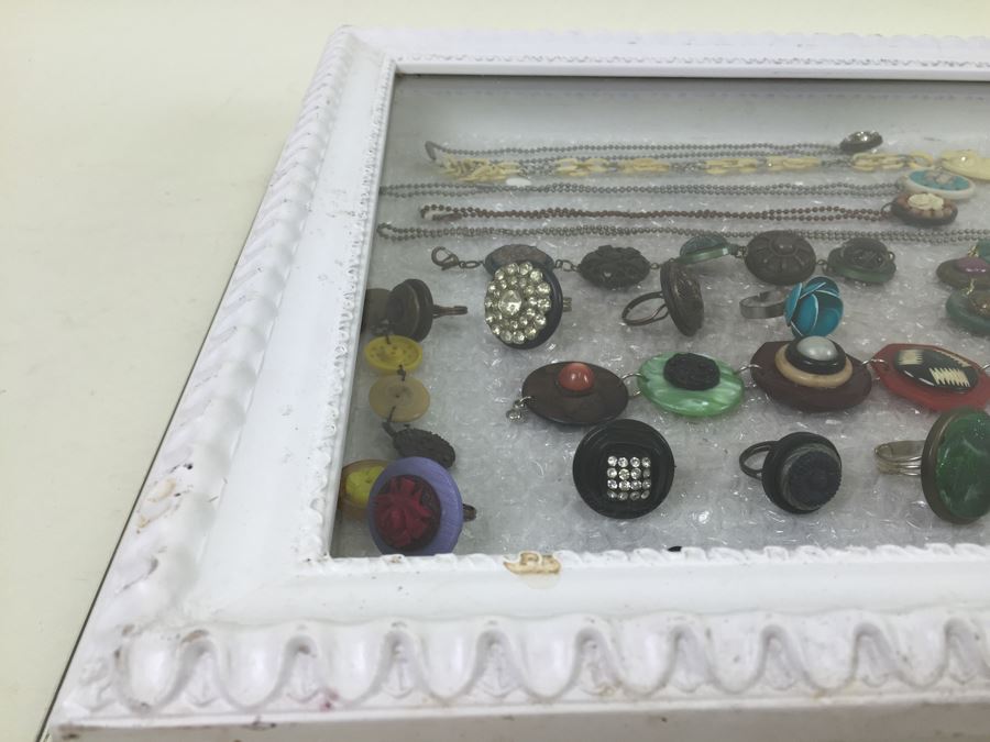 White Display Box Filled With Vintage Button Inspired Jewelry [Photo 5]