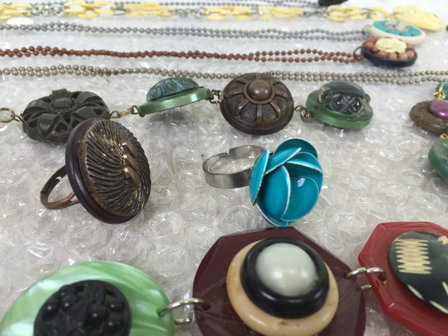 White Display Box Filled With Vintage Button Inspired Jewelry [Photo 12]