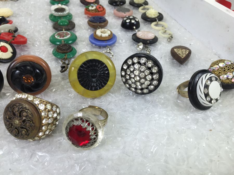 White Display Box Filled With Vintage Button Inspired Jewelry [Photo 16]