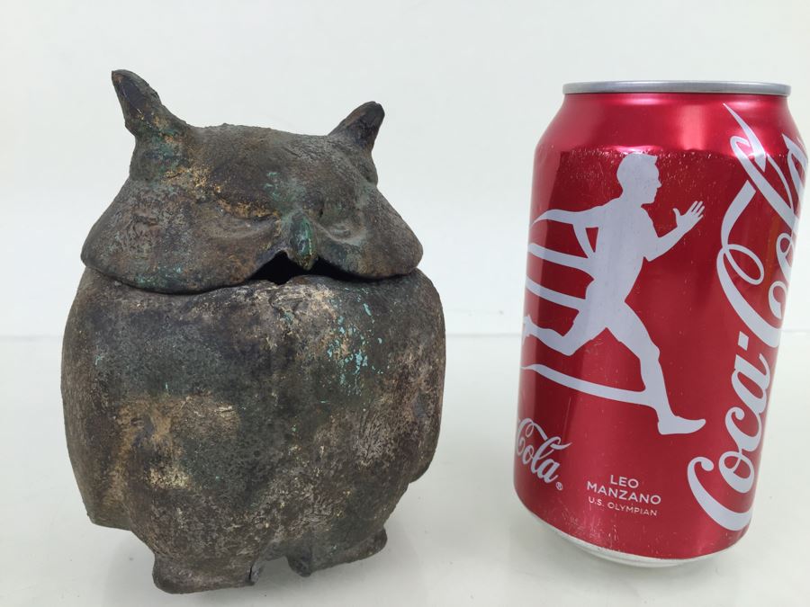 Metal Owl Sculpture Jar With Lid [Photo 1]