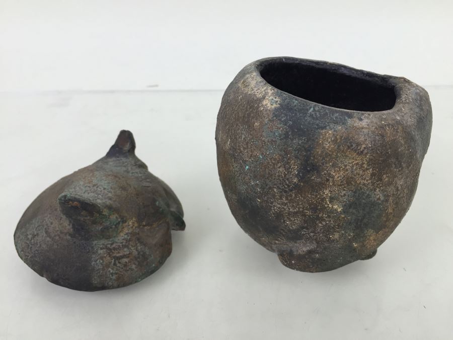 Metal Owl Sculpture Jar With Lid [Photo 3]