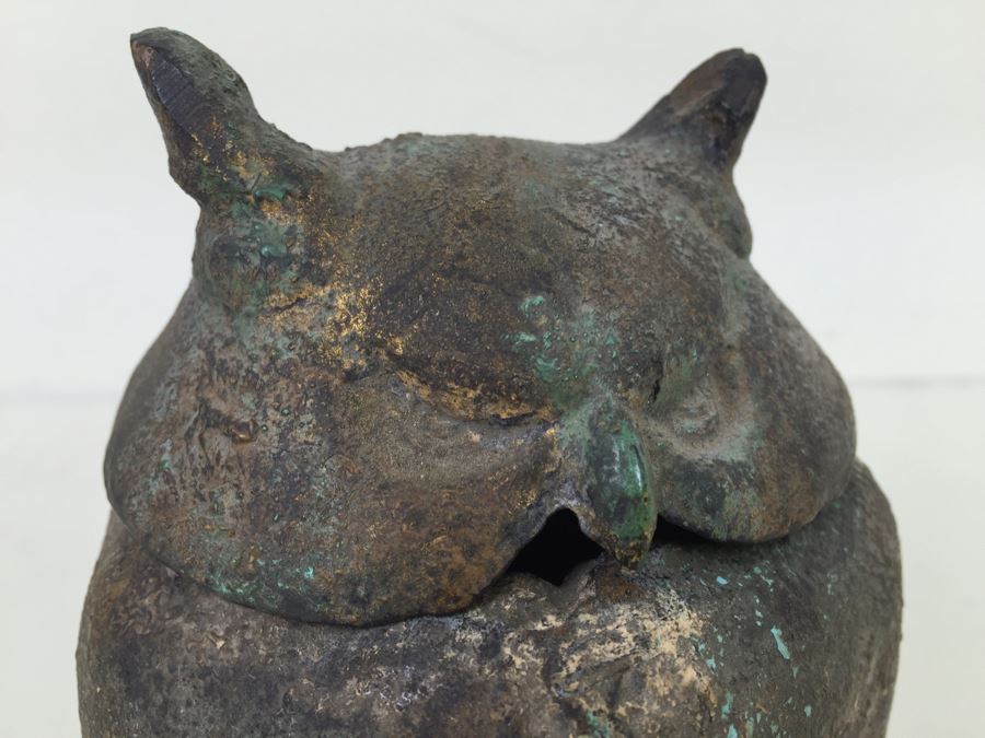 Metal Owl Sculpture Jar With Lid [Photo 2]