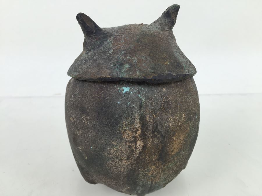 Metal Owl Sculpture Jar With Lid [Photo 6]
