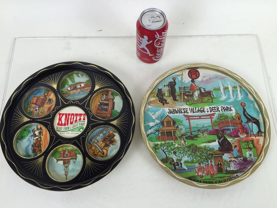 Pair Of Vintage Tourist Trays From L.A. Knott's Berry Farm And Ghost Town + Japanese Village And Deer Park Buena Park, CA [Photo 1]