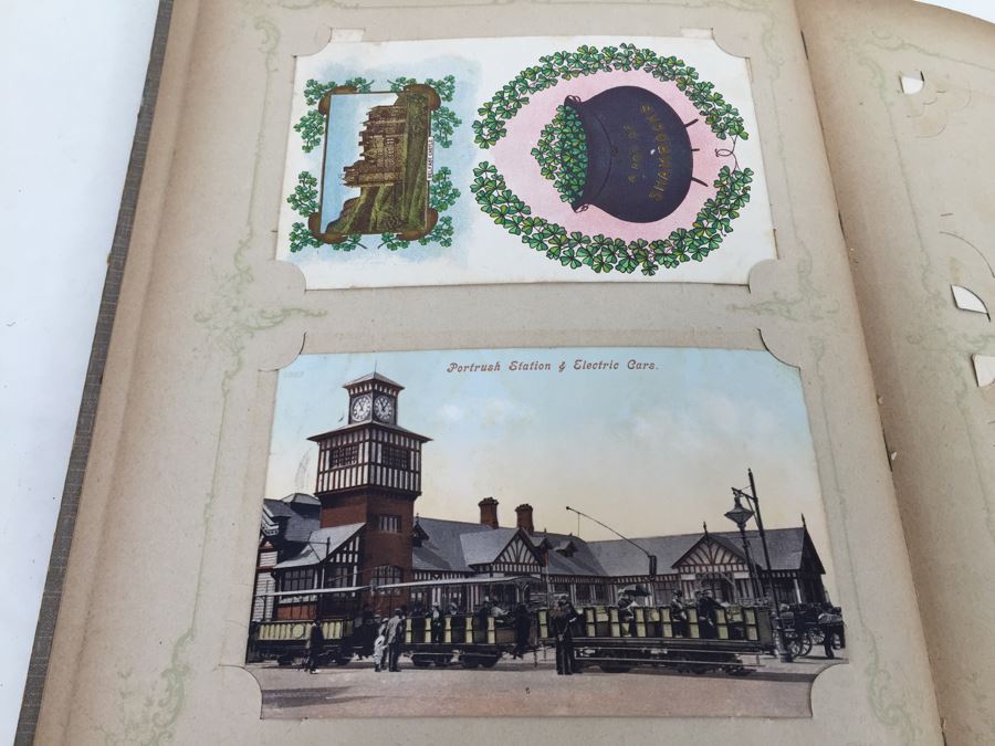 Vintage Art Nouveau Post Card Album Featuring Collection Of Dozens Of Stamped Post Cards Mainly From Ireland 1903-1906 [Photo 11]