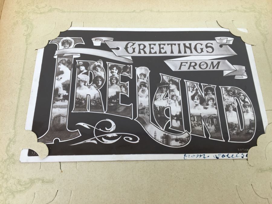Vintage Art Nouveau Post Card Album Featuring Collection Of Dozens Of Stamped Post Cards Mainly From Ireland 1903-1906 [Photo 6]