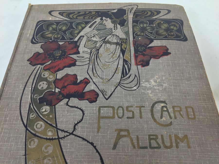 Vintage Art Nouveau Post Card Album Featuring Collection Of Dozens Of Stamped Post Cards Mainly From Ireland 1903-1906 [Photo 4]