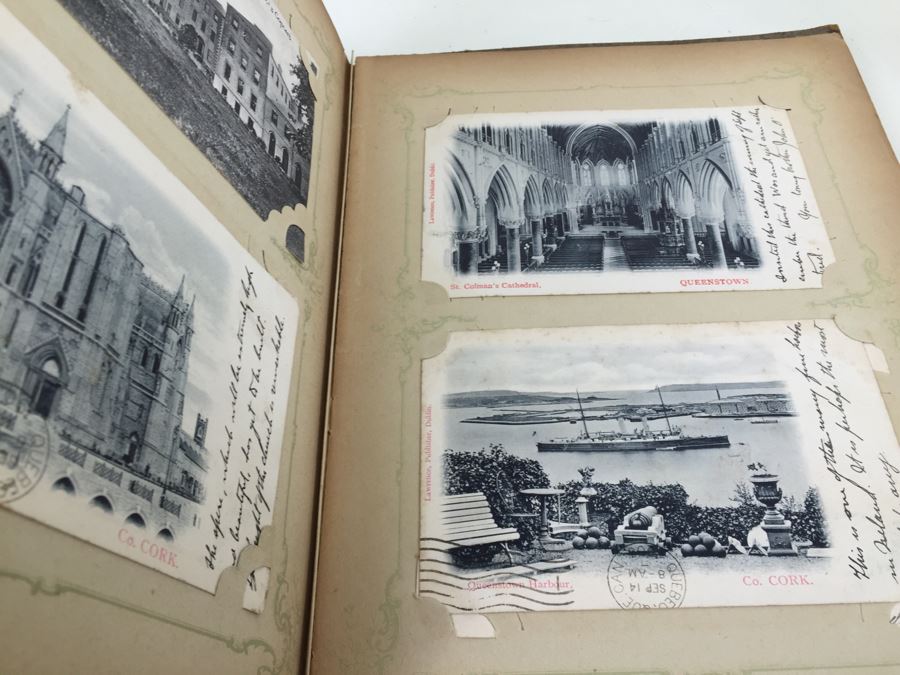 Vintage Art Nouveau Post Card Album Featuring Collection Of Dozens Of Stamped Post Cards Mainly From Ireland 1903-1906 [Photo 17]