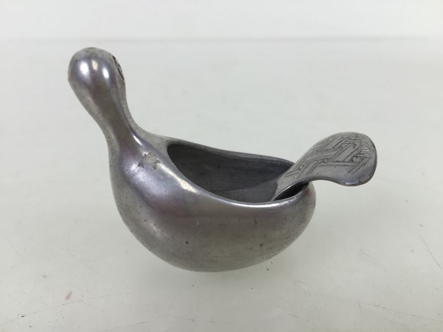 Pewter Salt Box Server With Spoon Bird Motif Made In Finland [Photo 5]