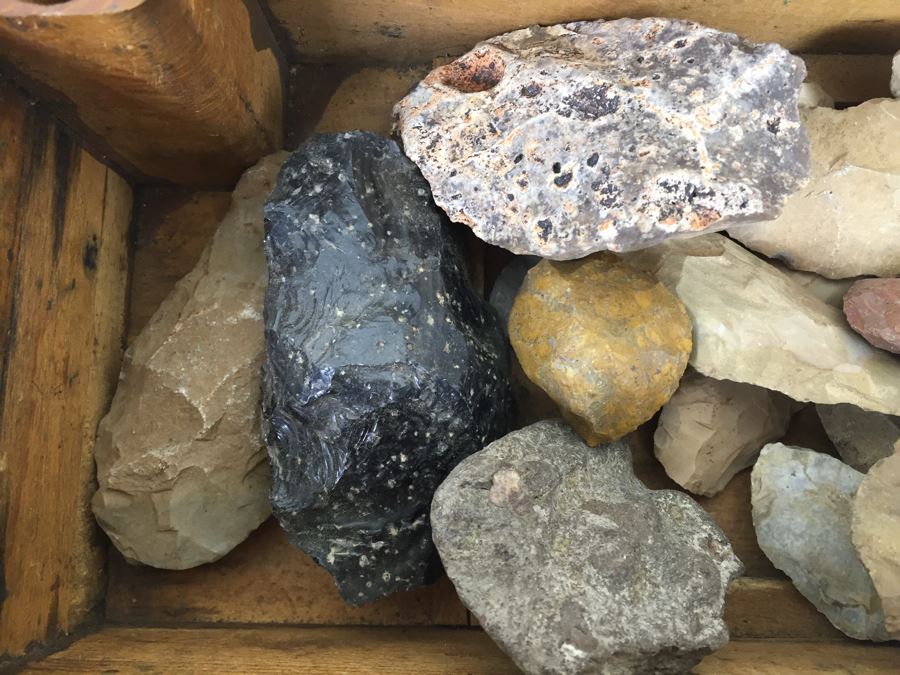 (2) Metal Lidded Canisters + Wooden Bostrom Surveying Insturments Box With Rocks [Photo 7]