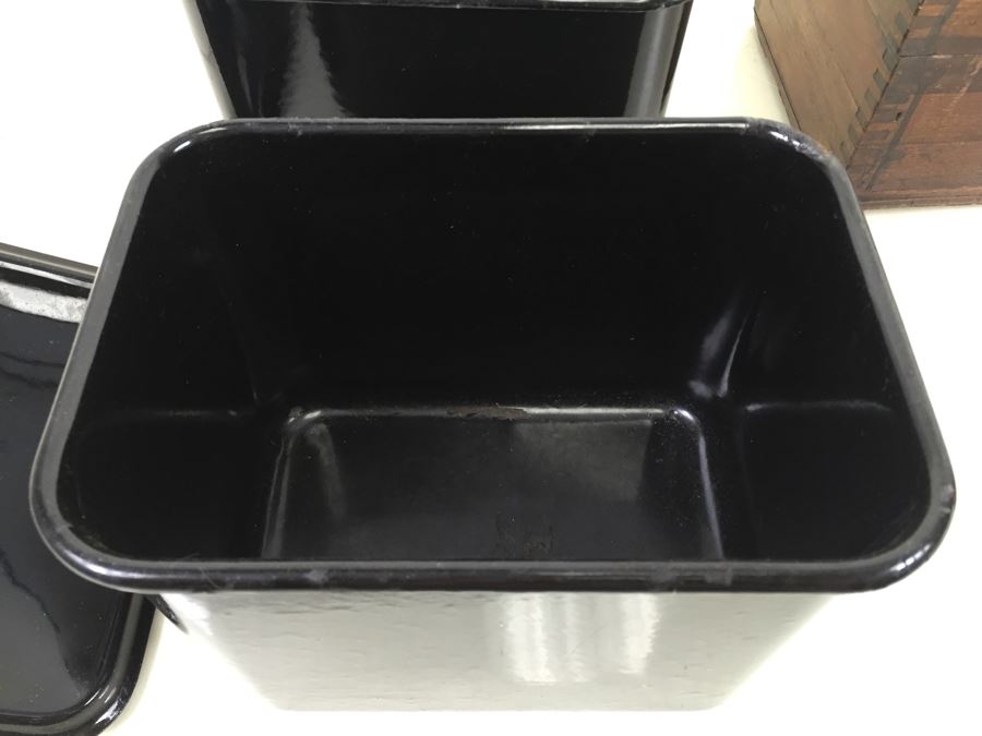 (2) Metal Lidded Canisters + Wooden Bostrom Surveying Insturments Box With Rocks [Photo 12]