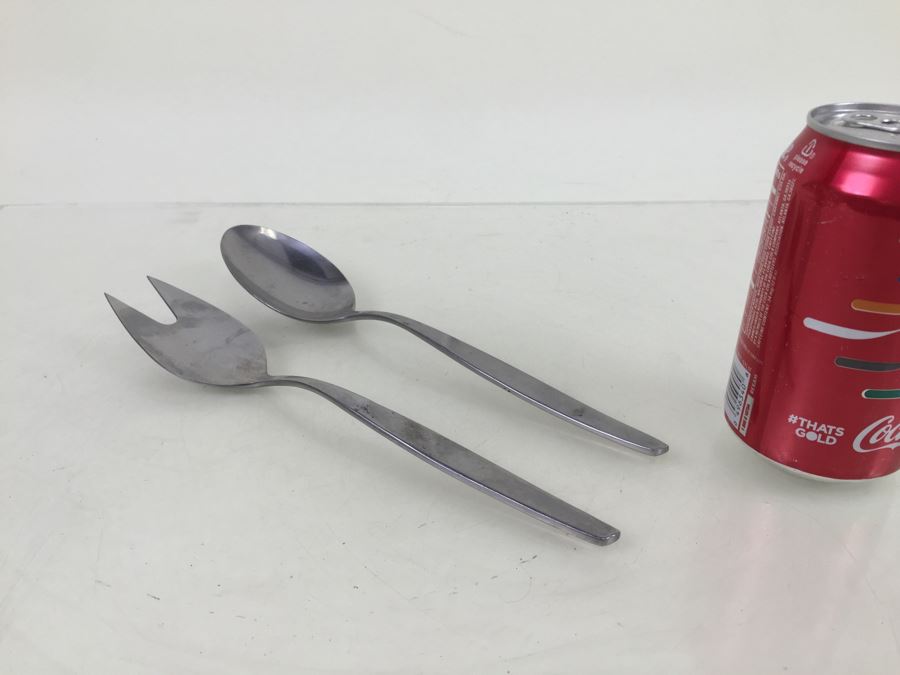 Gustav Sweden Stainless Steel Modernist Salad Fork Spoon Serving Set [Photo 1]
