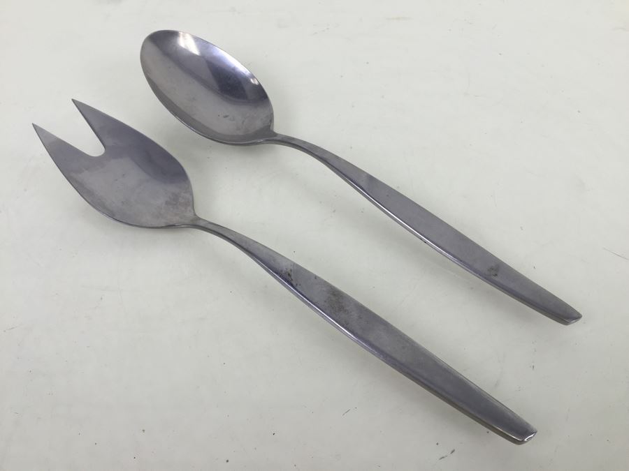 Gustav Sweden Stainless Steel Modernist Salad Fork Spoon Serving Set [Photo 4]
