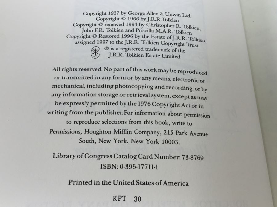 The Hobbit By J.R.R. Tolkien Houghton Mifflin Company Hardcover Collector's Edition Book With Box [Photo 7]