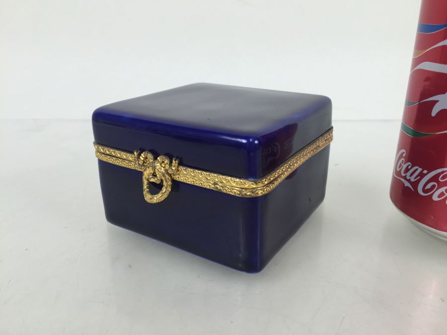 Limoges France Cobalt Blue And Gold Music Box [Photo 1]