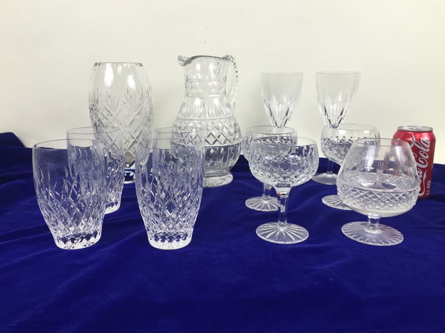 Crystal Glass Lot With Pitcher, Vase, Stemware And Glasses [Photo 1]
