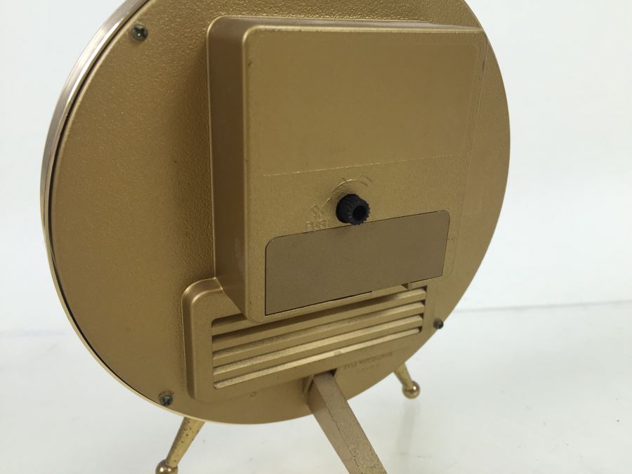 Pair Of Desk Clocks Bulova Weather Clock And Elgin Brass Grandfather Clock [Photo 7]