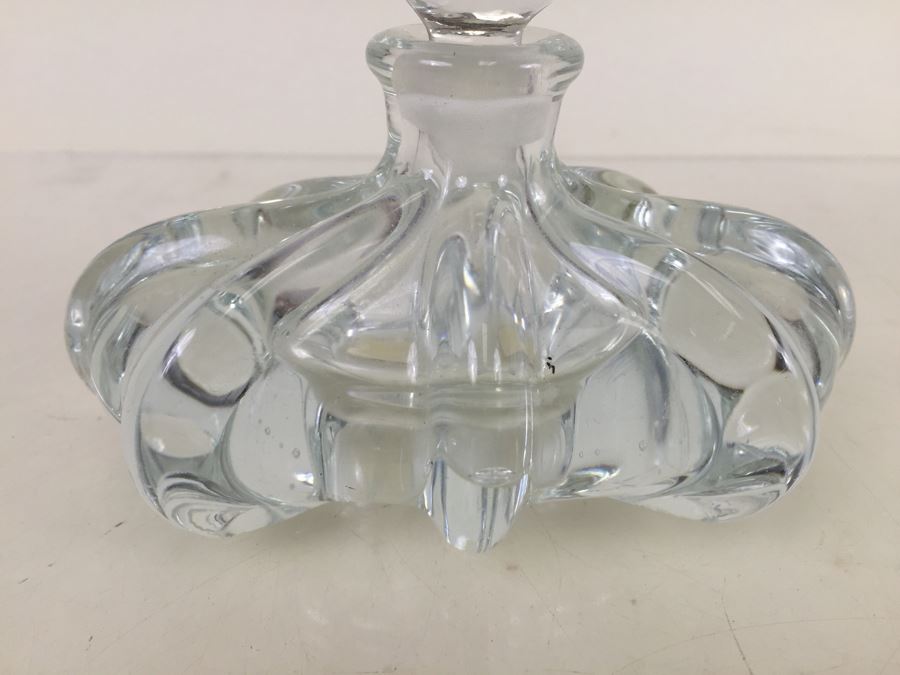 Glass Perfume Bottle With Bird Stopper Note Small Chips On Bottom Of Stopper [Photo 4]