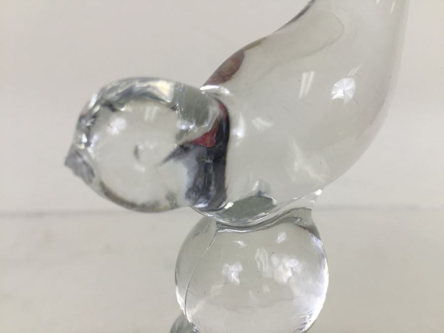 Glass Perfume Bottle With Bird Stopper Note Small Chips On Bottom Of Stopper [Photo 7]