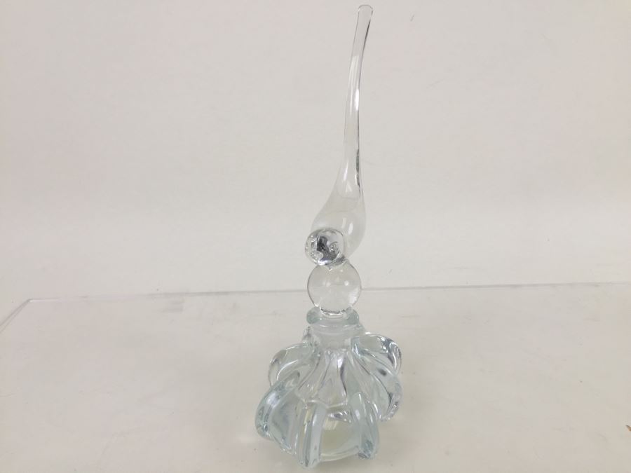 Glass Perfume Bottle With Bird Stopper Note Small Chips On Bottom Of Stopper [Photo 6]