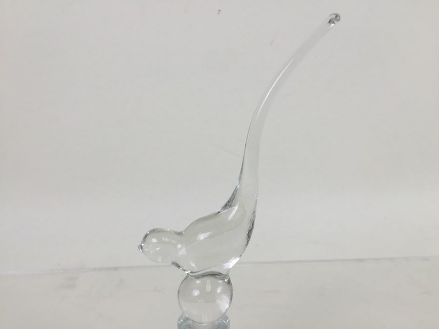 Glass Perfume Bottle With Bird Stopper Note Small Chips On Bottom Of Stopper [Photo 5]