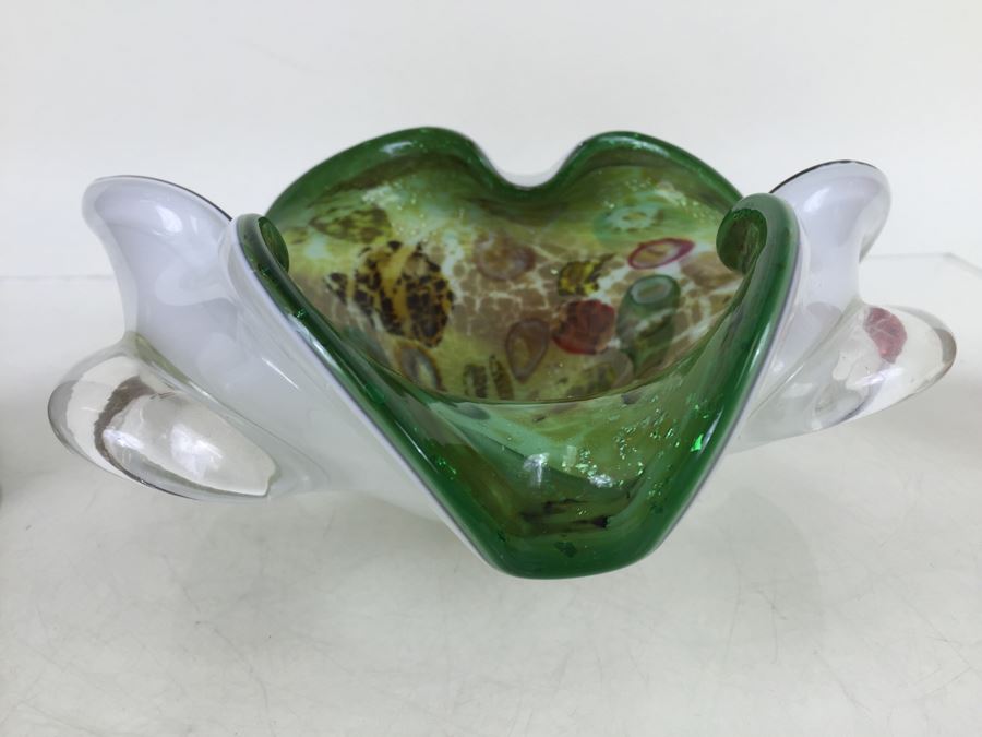 Hand Blow Murano Glass Bowl With Hand Painted Floral Motif Vase [Photo 9]