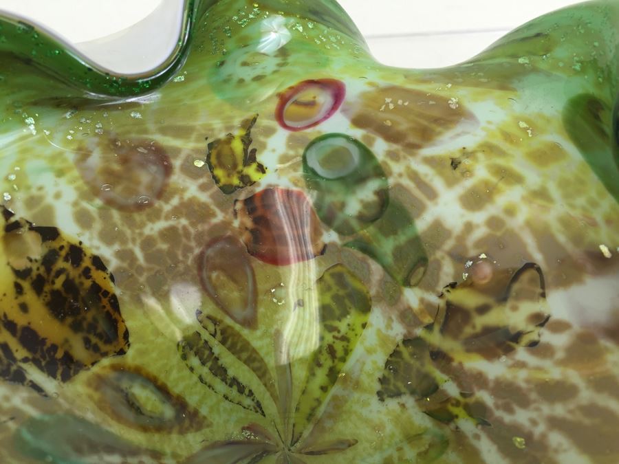 Hand Blow Murano Glass Bowl With Hand Painted Floral Motif Vase [Photo 8]