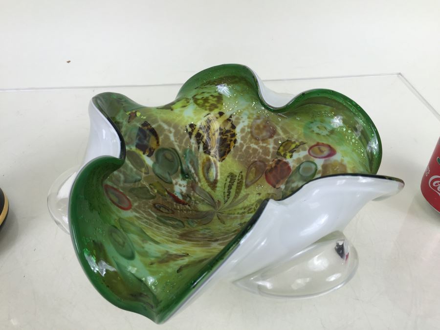 Hand Blow Murano Glass Bowl With Hand Painted Floral Motif Vase [Photo 7]