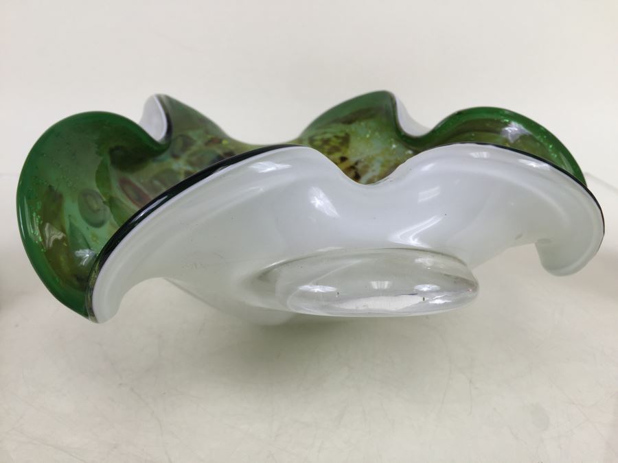 Hand Blow Murano Glass Bowl With Hand Painted Floral Motif Vase [Photo 10]