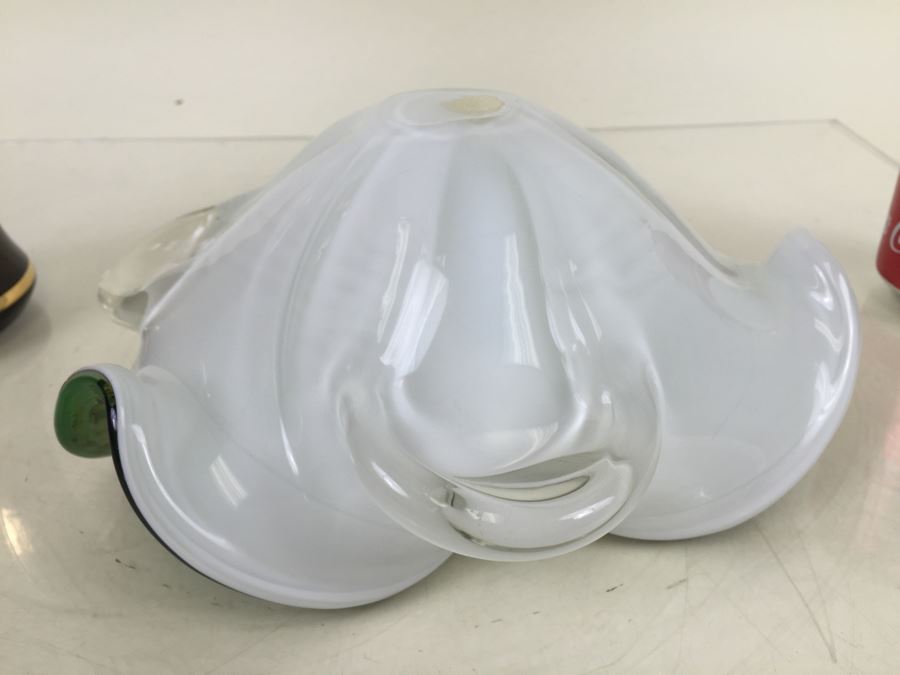 Hand Blow Murano Glass Bowl With Hand Painted Floral Motif Vase [Photo 11]