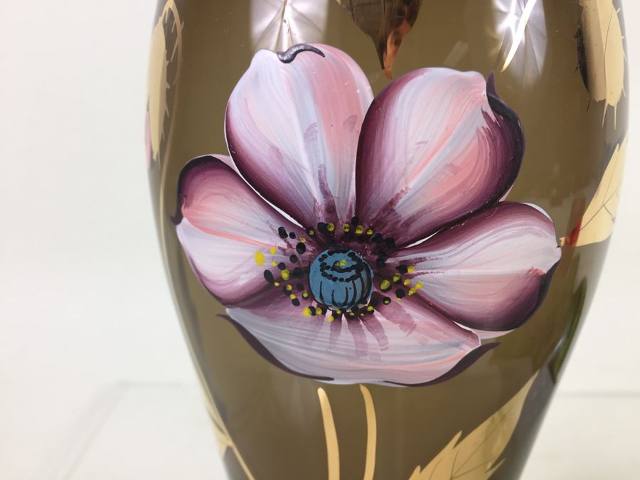 Hand Blow Murano Glass Bowl With Hand Painted Floral Motif Vase [Photo 5]