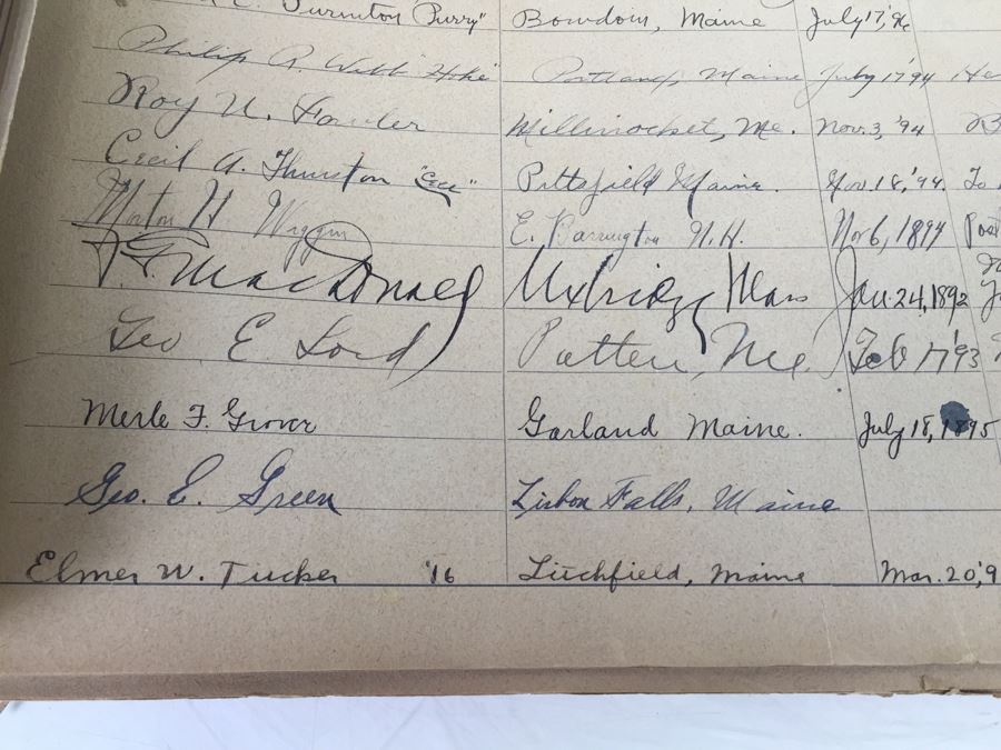 Antique 1894 BATES College Souvenir Scrap Book Filled With Autographs, Photographs And Tickets [Photo 10]