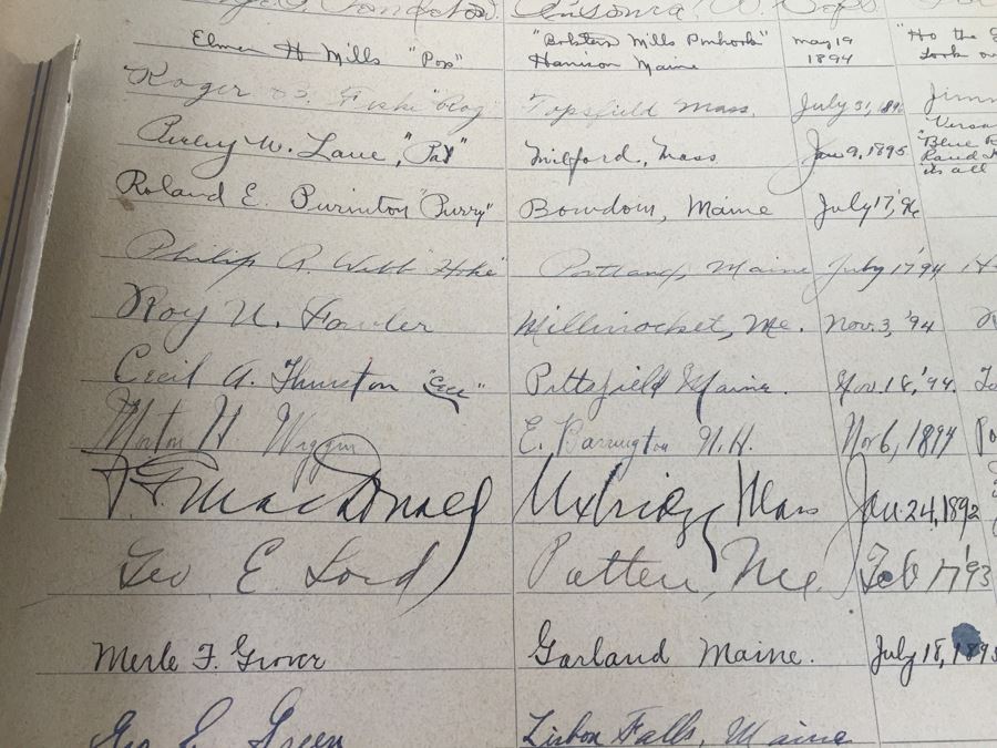 Antique 1894 BATES College Souvenir Scrap Book Filled With Autographs, Photographs And Tickets [Photo 9]